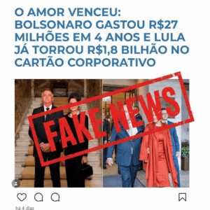 Print de publicação mentirosa sobre os gastos com cartão corporativo
