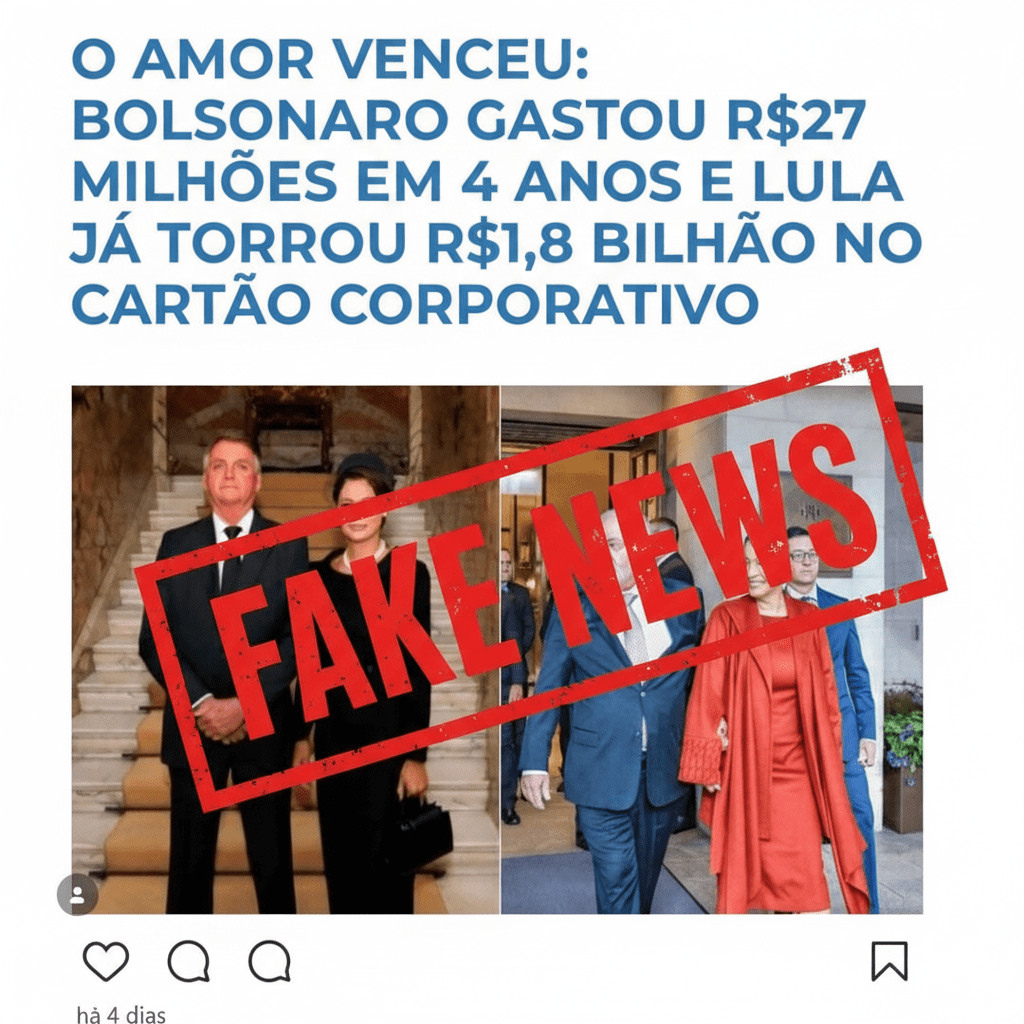Print de publicação mentirosa sobre os gastos com cartão corporativo