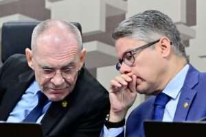 Os senadores Fabiano Contarato e Alessandro Vieira