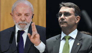 O presidente Lula e o senador Flávio Bolsonaro