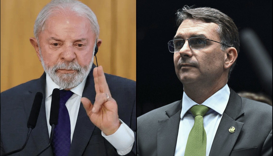 O presidente Lula e o senador Flávio Bolsonaro