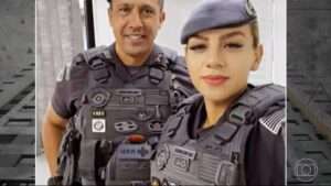 A policial militar Gisele Santana, com o marido, também PM, Geraldo Leite Rosa Neto
