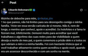 Print do post de Eduardo no X